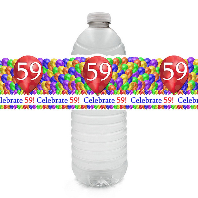 Partypro TQP-6331 59Th Balloon Blast Water Bottle Label