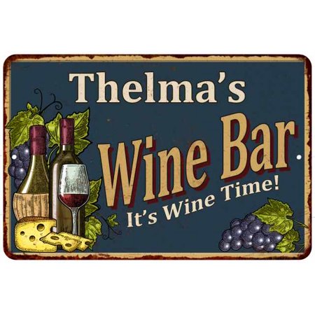 Thelma S Wine Bar Green Sign Rustic Decor 16 X 24 Matte Finish Metal 116240055125
