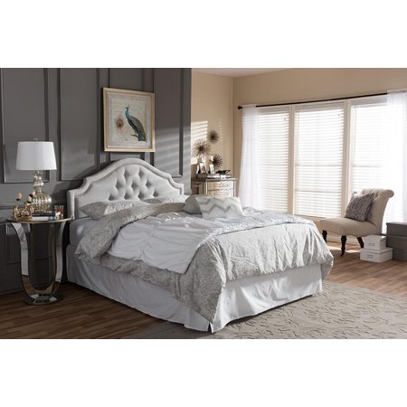 Contemporary King Size Headboard Fabric Grey 1128