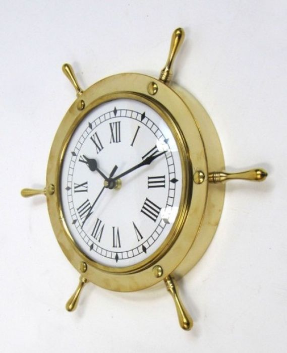 India Overseas Trading BR 48270 Brass Ship Wheel Clock (7082)  11