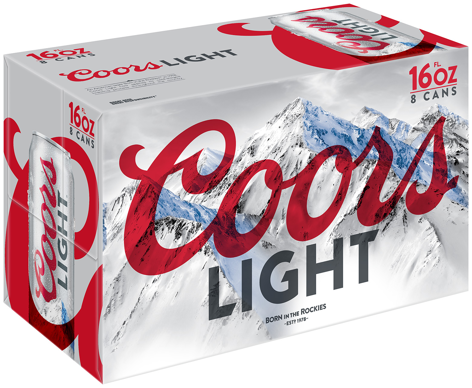Coors Light Beer, American Light Lager, 8 Pack, 16 Fl. Oz. Cans, 4.2% ABV