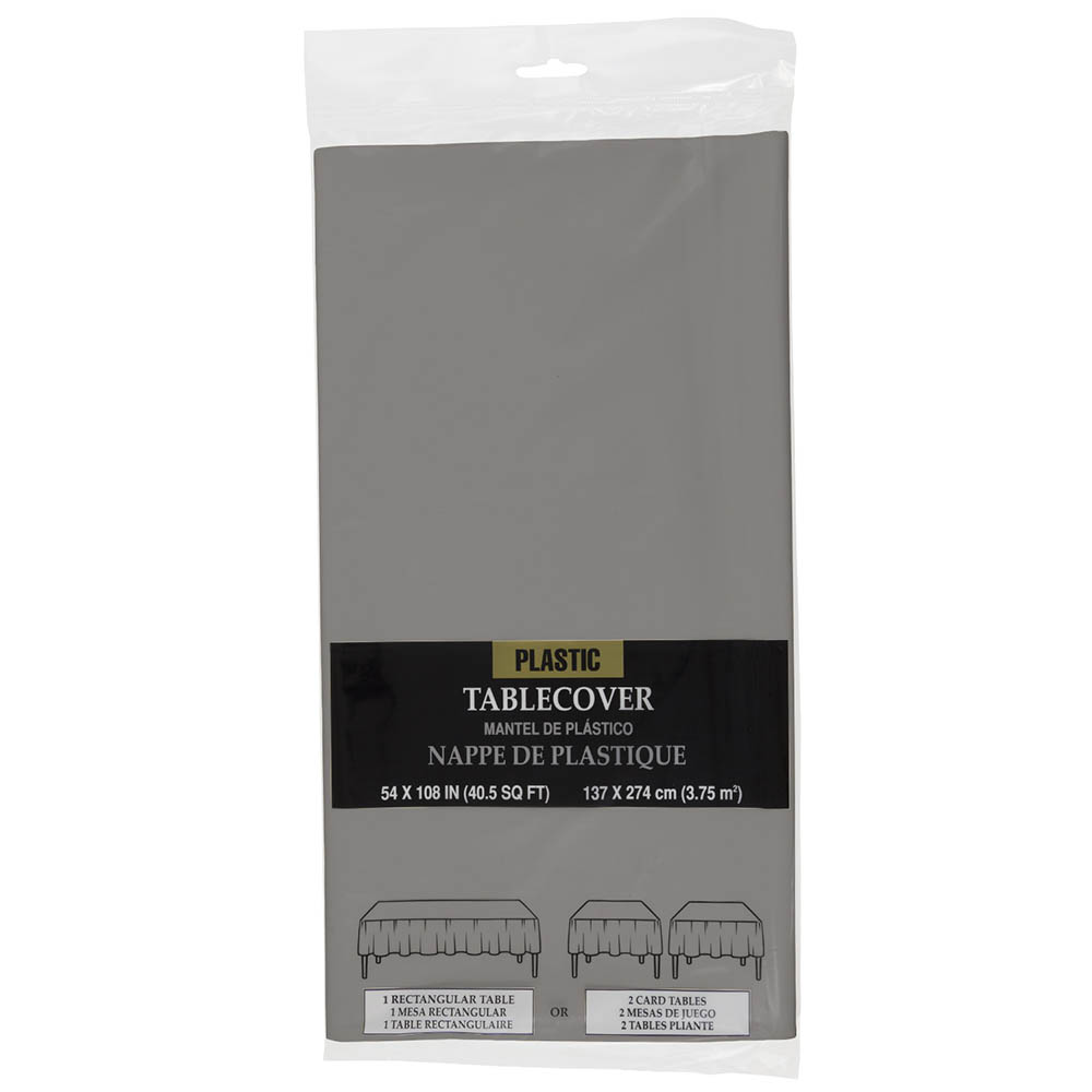 JAM Paper® Rectangular Plastic Table Cover - Silver - 54 X 108 in - Sold Individually
