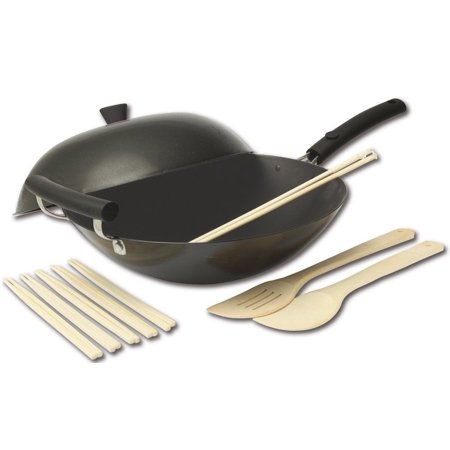 Joyce Chen 21-9980, Classic Series Carbon-Steel Nonstick Wok Set, 12-Piece