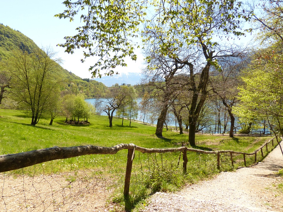 Lake Tenno Lake Waters Trail Away Idyll Path-20 Inch by 30 Inch Laminated Poster with Bright Colors and Vivid Imagery-Fits Perfectly in Many Attractiv
