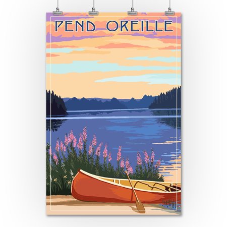 Pend Oreille  Idaho  Canoe and Lake (36x54 Giclee Gallery Art Print  Vivid Textured Wall Decor)