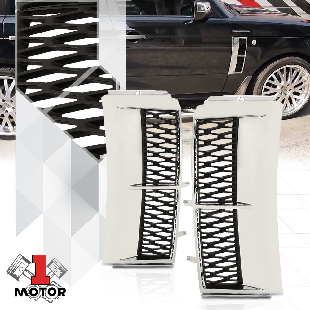Chrome/Black Autobiography Style Side Fender Vent Grille for 03-12 Range Rover 04 05 06 07 08 09 10 11