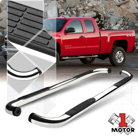 Chrome 3  Round Side Step Nerf Bar for 99-19 GMC Sierra/Silverado Extended Cab 00 01 02 03 04 05 06 07 08 09 10 11 12 13 14 15 16 17 18