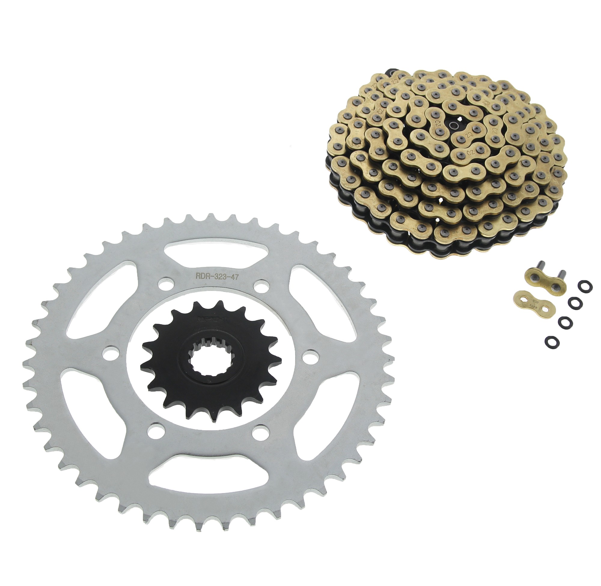 CZ SDZZ Gold X Ring Chain & Sprocket 17/47 520 Conv 120L 09-16 Fits Yamaha YZF-R1 /LE