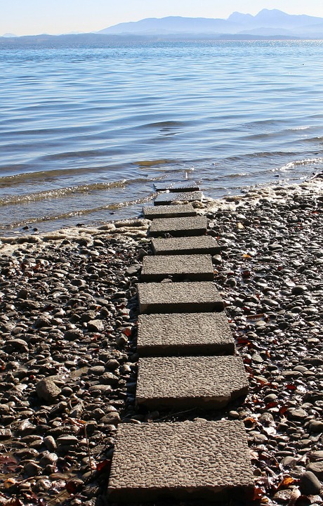 Water Entry Access Path Away Stone Slabs-20 Inch by 30 Inch Laminated Poster with Bright Colors and Vivid Imagery-Fits Perfectly in Many Attractive Fr