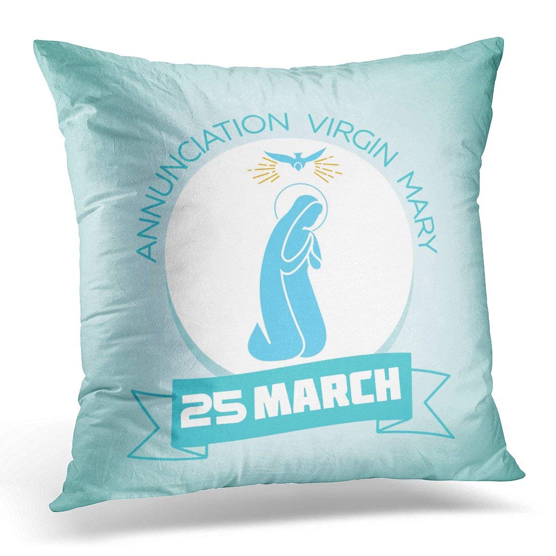 ARHOME Blessed Calendar for Each Day on March25 Holiday Annunciation Virgin Mary in the Linear Style Angel Pillow Case Pillow Cover 20x20 Inch