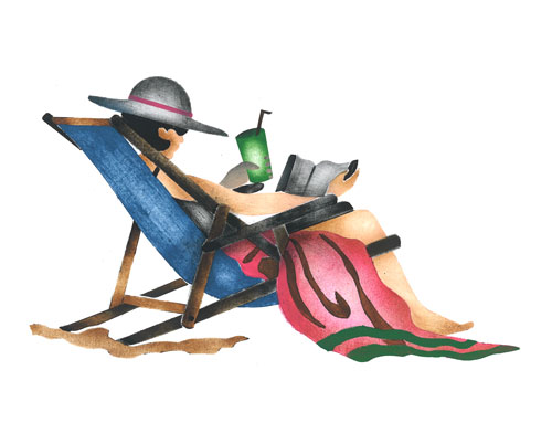 Woman in Lounging Beach Chair Wall Stencil SKU #2658 by Designer Stencils