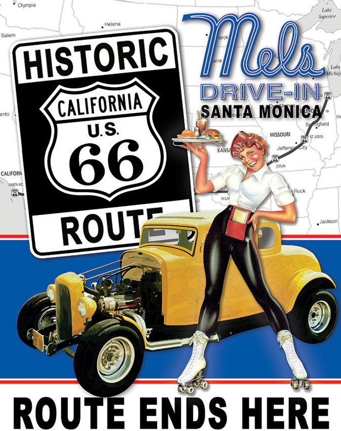 Tin Signs Mels Diner Route 66 Sign, 12.5in X 16in, 2289