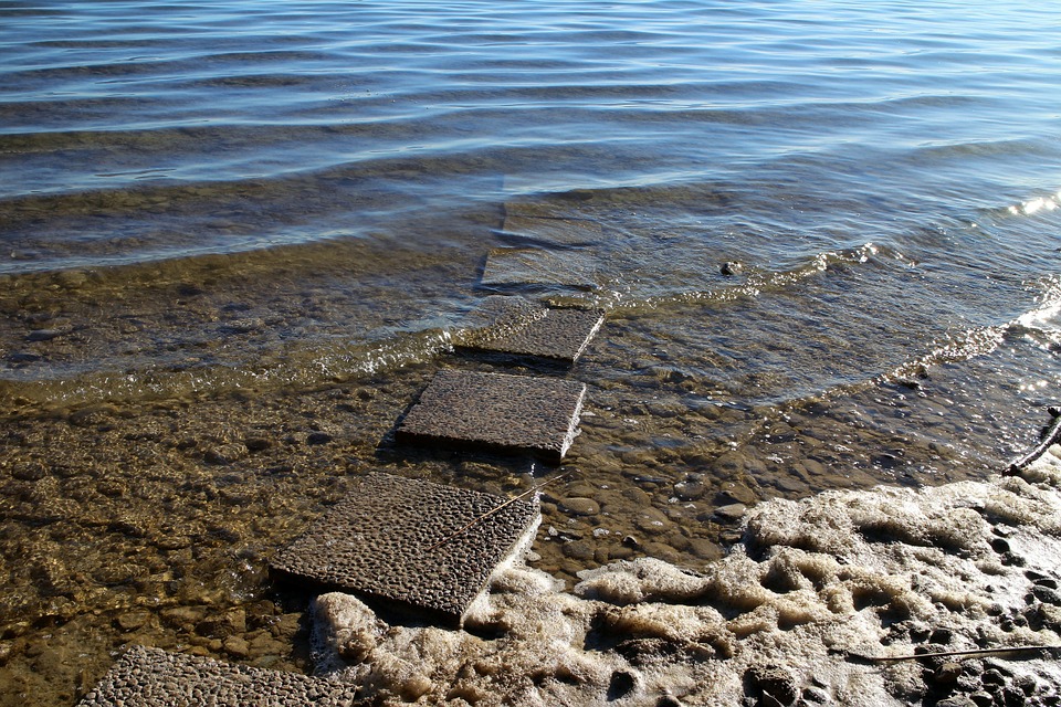 Entry Water Path Stone Slabs Away Access-20 Inch by 30 Inch Laminated Poster with Bright Colors and Vivid Imagery-Fits Perfectly in Many Attractive Fr