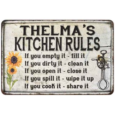 Thelma S Kitchen Rules Chic Sign Vintage Decor 16 X 24 Matte Finish Metal 116240032125