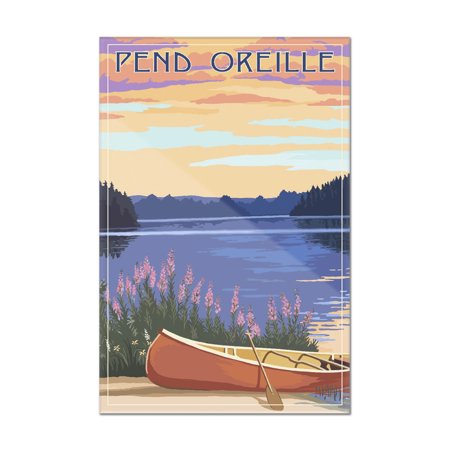 Pend Oreille, Idaho - Canoe & Lake - Lantern Press Artwork (24x36 Acrylic Wall Art Gallery Quality)