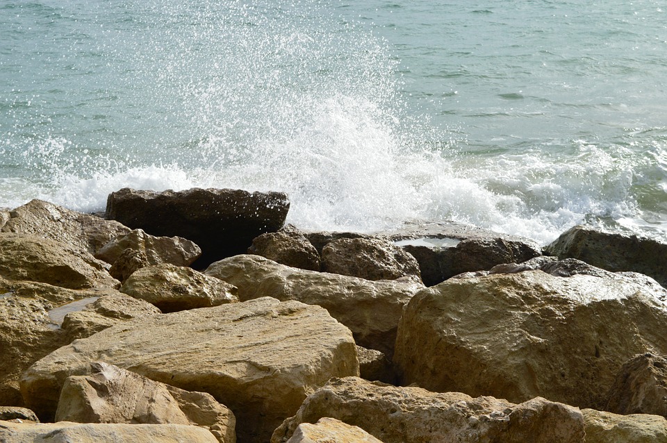 Canvas Print Waves Coastline Rocks Ocean Sea Nature Spray Stretched Canvas 10 X 14
