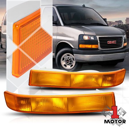 Crystal Amber Bumper Side Mark Turn Signal Light for 03-17 Savana/Chevy Express 04 05 06 07 08 09 10 11 12 13 14 15 16