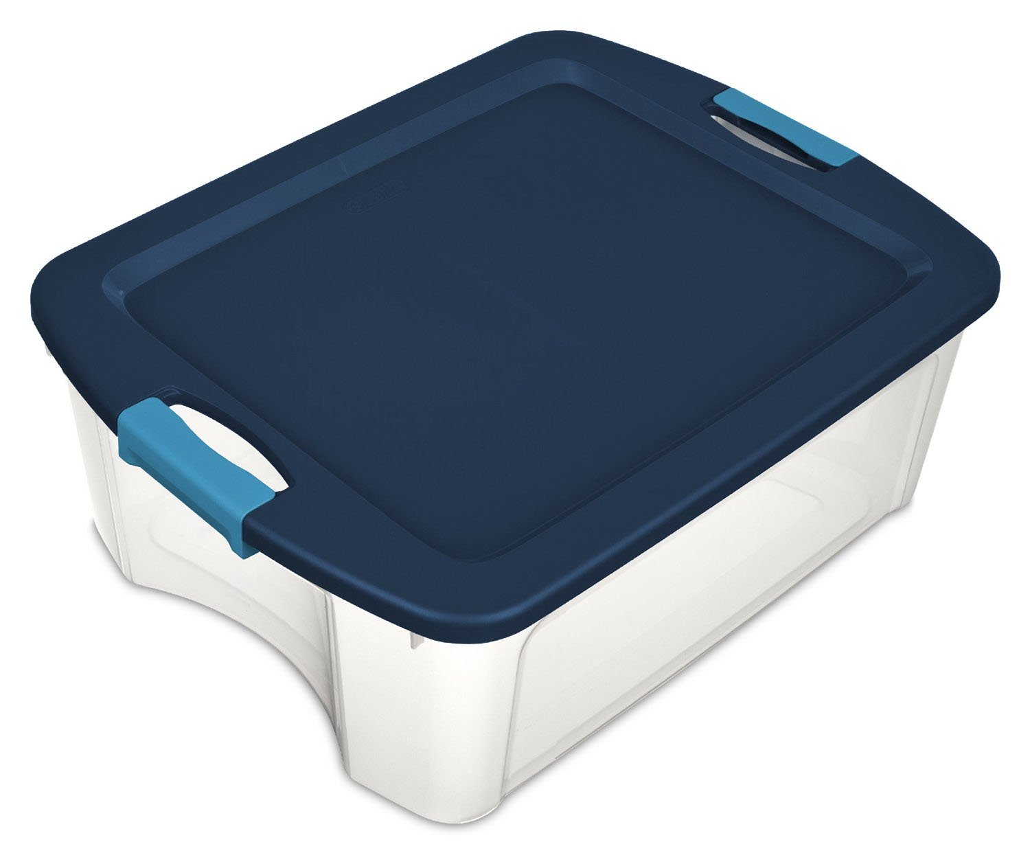 STERILITE 14449606 Storage Tote, Clear/Blue, 12 Gal., 9-1/4H