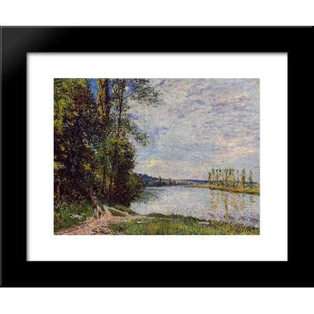 The Path from Veneux to Thomery Along the Water  Evening 20x24 Framed Art Print by Alfred Sisley