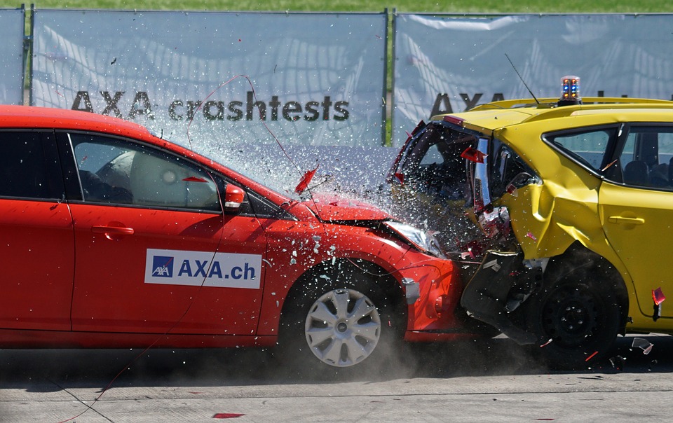 Collision Liability Distraction Crash Test 60 Km H-20 Inch by 30 Inch Laminated Poster with Bright Colors and Vivid Imagery-Fits Perfectly in Many Att