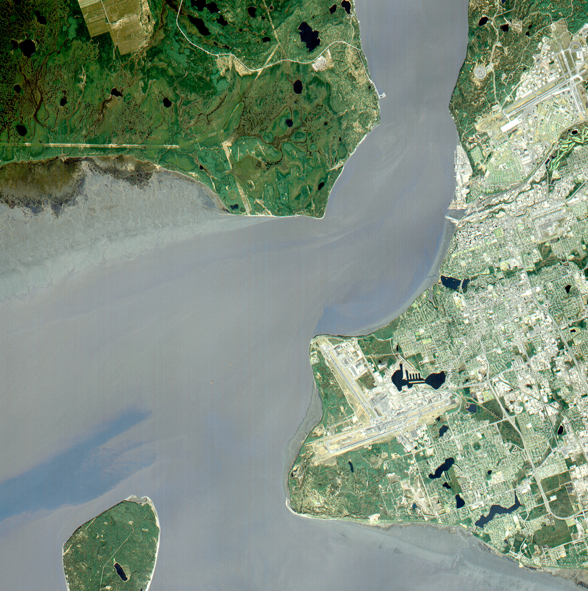 LAMINATED POSTER Anchorage and Cook Inlet, Alaska, Are Seen in This 30 by 30 Km (19 by 19 Miles) Sub-image, Acquired Poster Print 20 X 30