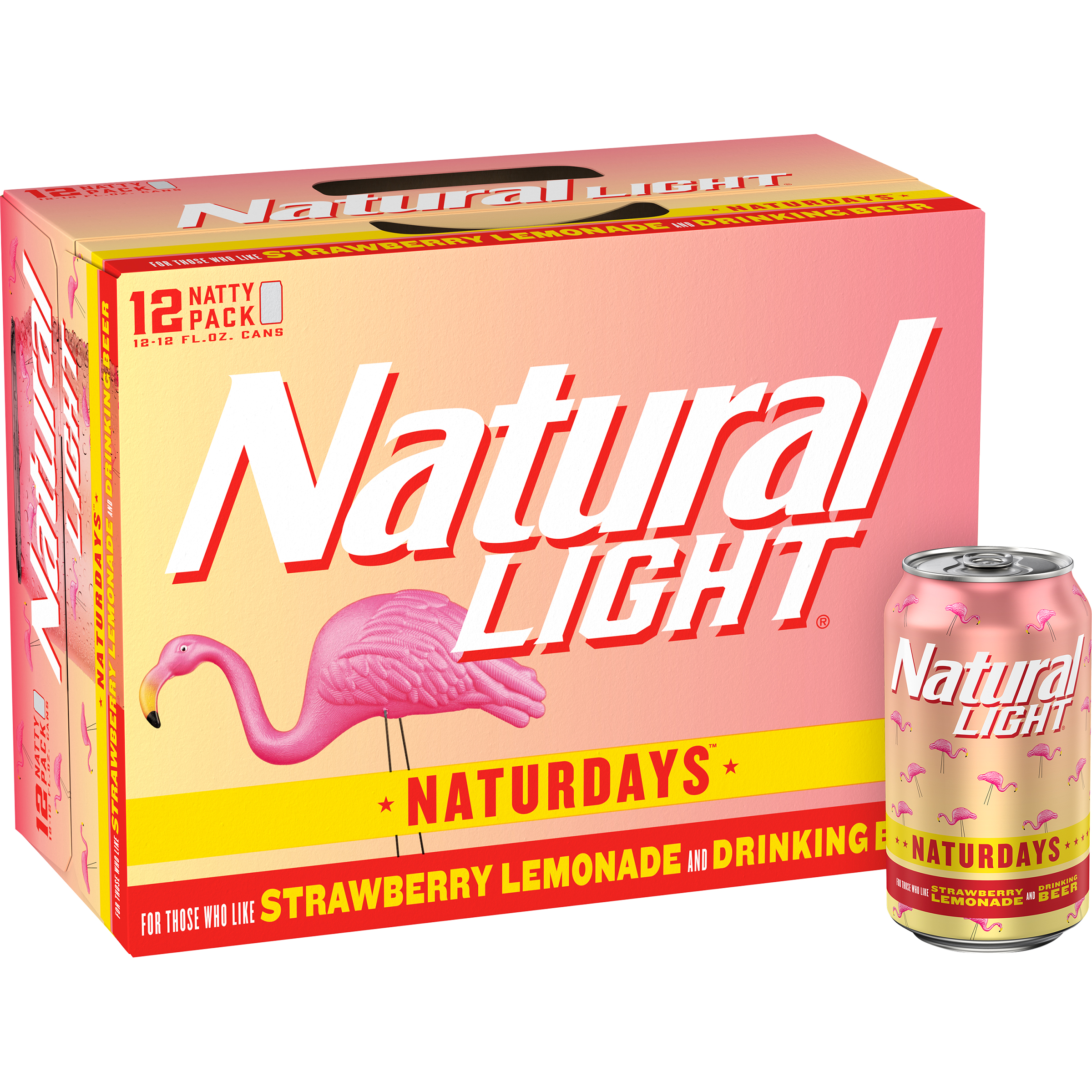 Natural Light Naturdays Strawberry Lemonade Lager - Beer - 12 Pack 12oz Cans