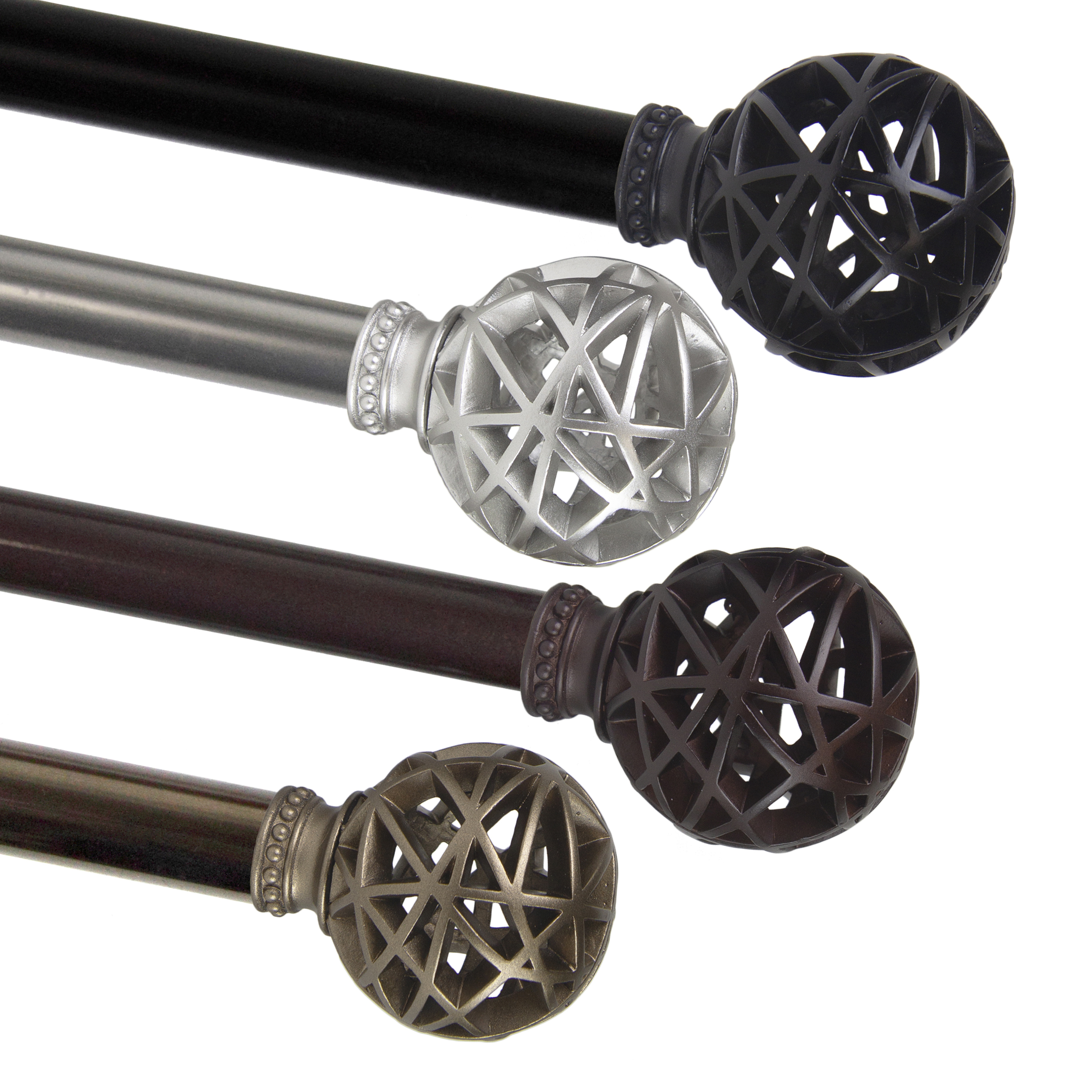 Central Design 4888-667 0.8125 in. Arabella Curtain Rod with 66 to 120 in. Extension  Cocoa