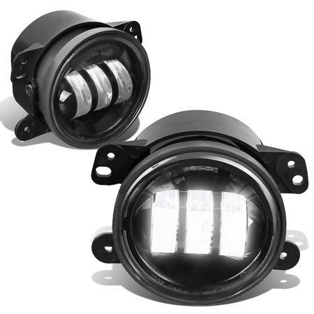DNA Motoring FL-ZTL-312-CH for 2007 to 2017 Jeep Wrangler JK Grand Cherokee Dodge Charger Journey Pair LED Projector Fog Light 08 09 10 11 12 13 14 15