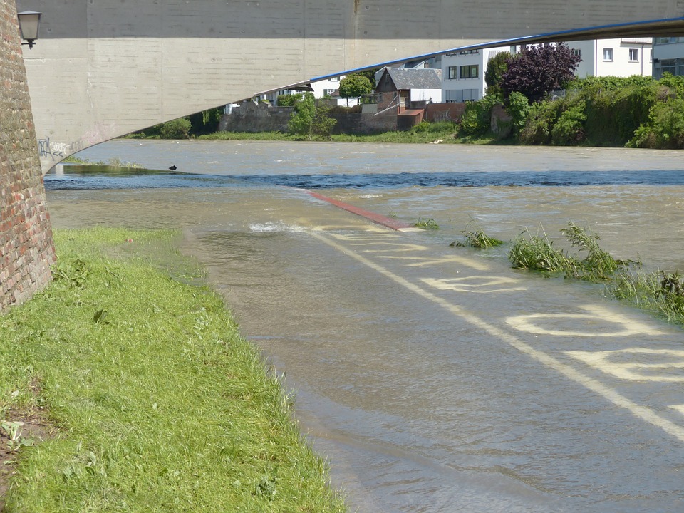 Peel-n-Stick Poster of Danube High Water Road Cycle Path Flooded Away Poster 24x16 Adhesive Sticker Poster Print