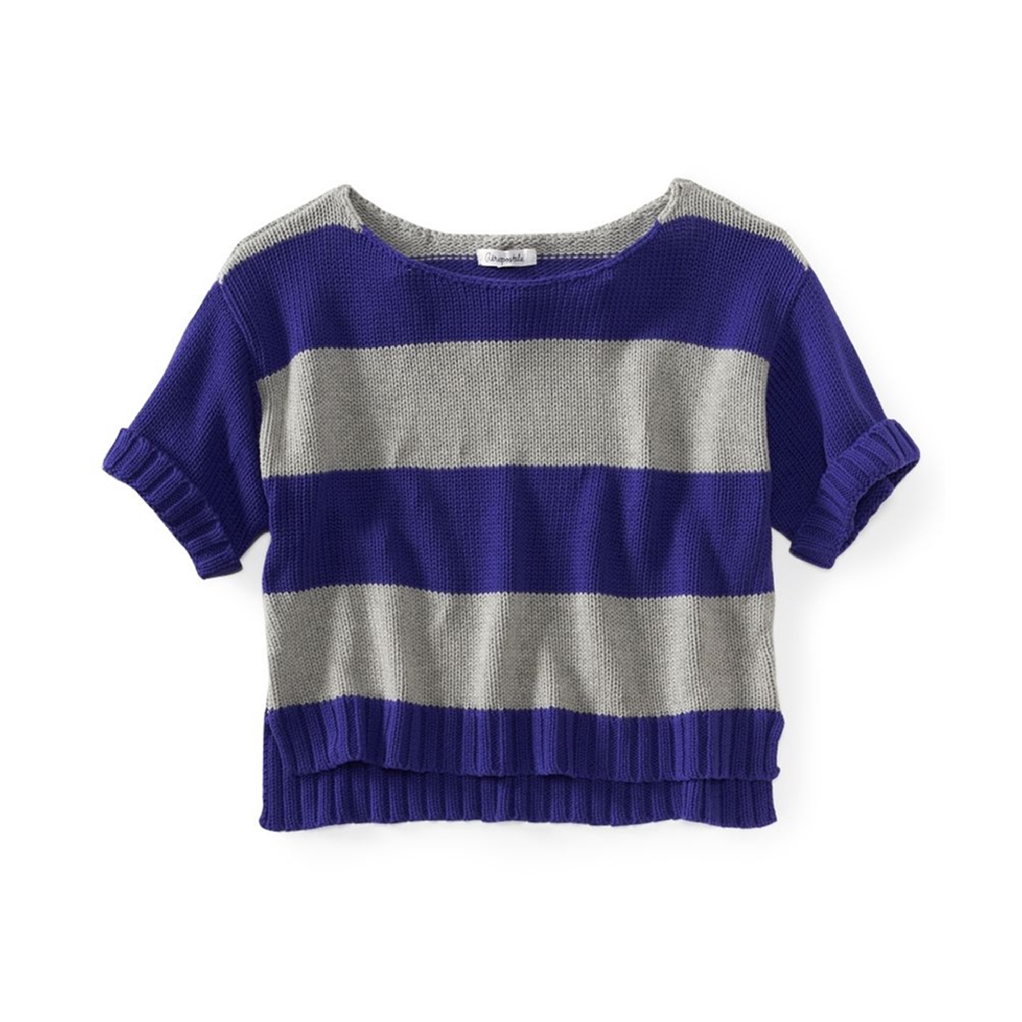Aeropostale Womens Stripe Wide-fit Cropped Knit Sweater  Purple  Juniors  X-Small
