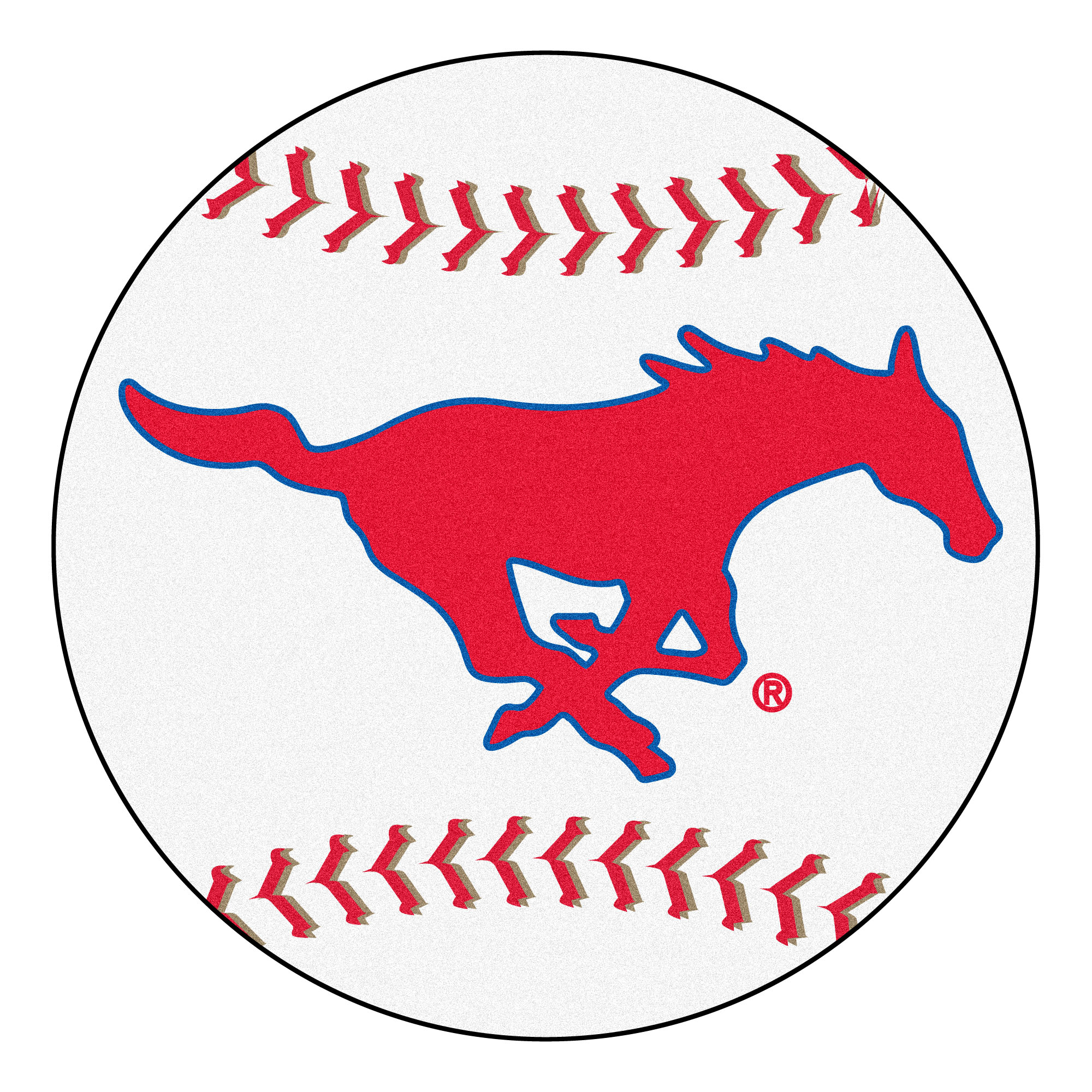 4579 Fanmats College NCAA Southern Methodist University 27 Inch Diameter Nylon Face Durable Non-skid Chromojet-printed Washable Baseball Mat