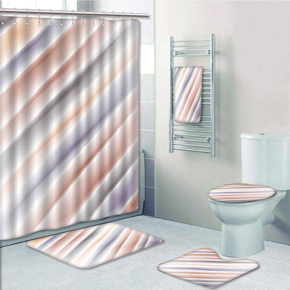 PRTAU Hazy Gradient Digital Pale Layout New Counter Culture 5 Piece Bathroom Set Shower Curtain Bath Towel Bath Rug Contour Mat and Toilet Lid Cover