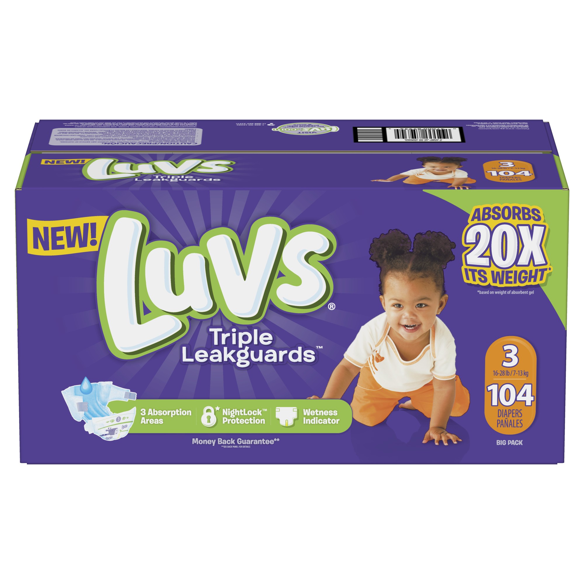 Luvs Ultra Leakguards Diapers Size 3, 104 Count