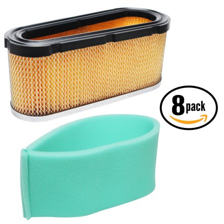 8-Pack Replacement Briggs & Stratton 28M707-1128-E1 Engine Air Filter & Pre-Cleaner - Compatible Briggs & Stratton 496894S Filter & 272403S Pre-Filter