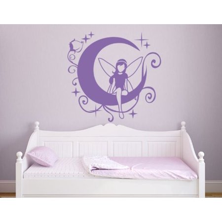 Moon Fairy II Wall Decal - Kids Wall Decal, Removable Sticker, Vinyl Wall Art for Girls, Nursery Decor - 4397-0 - Pink, 31in X 31in