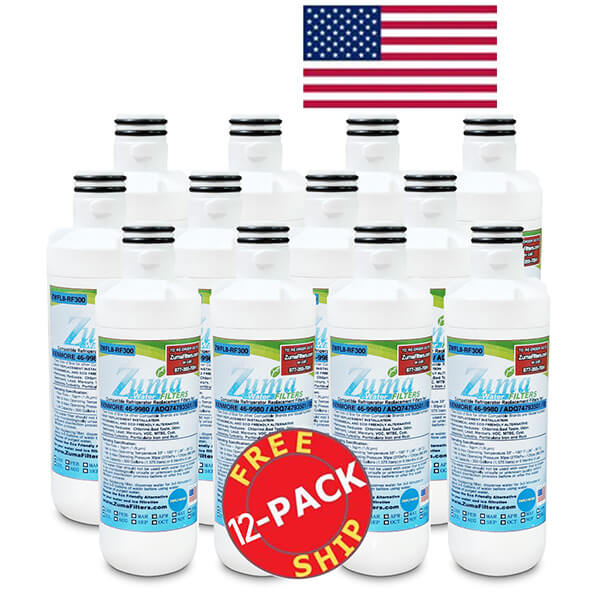ZUMA Brand   Water and Ice Filter   Model # ZWFL8-RF300   Compatible with Kenmore® 9980 - 12 Pack - Made in U.S.a.