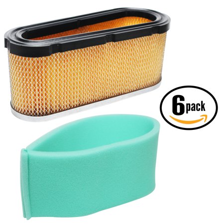 6-Pack Replacement Briggs & Stratton 28M707-0036-01 Engine Air Filter & Pre-Cleaner - Compatible Briggs & Stratton 496894S Filter & 272403S Pre-Filter