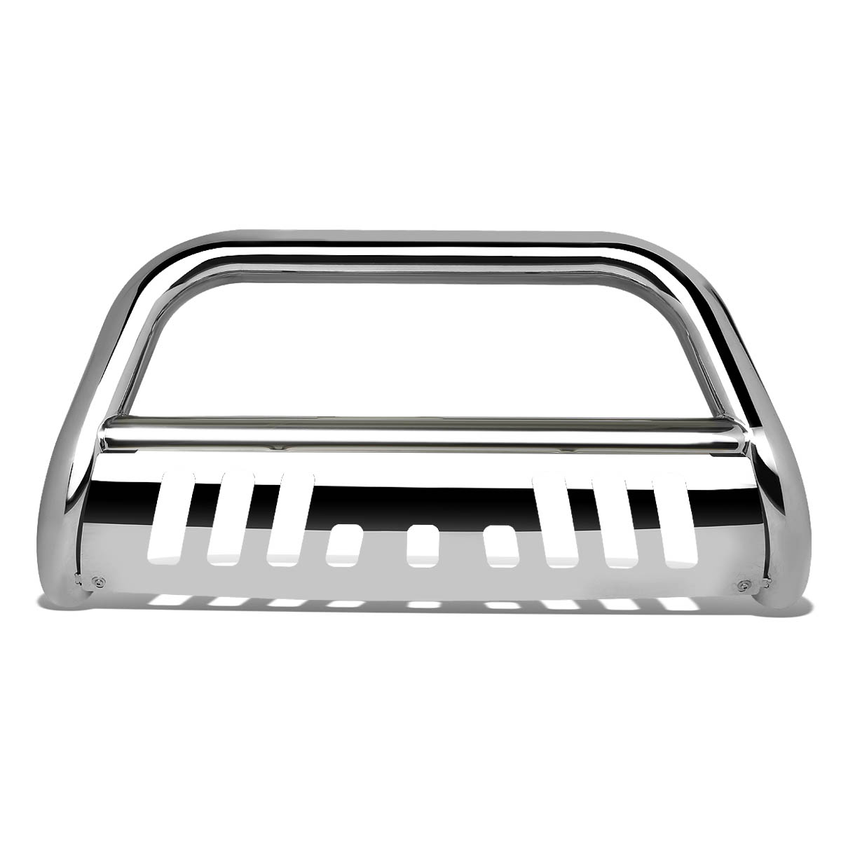 DNA Motoring BURB-025-SS for 2004 to 2015 Nissan Titan A60/Armada W60 3  Bumper Push Bull Bar+Removable Skid Plate (Chrome) 06 07 08 09 10 11 12 13 14