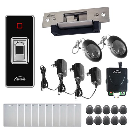 FPC-7786 One Door Access Control Electric Strike Fail Safe + Fail Secure Adjustable 770lbs  Indoor + Outdoor Fingerprint Biometric Reader Standalone +