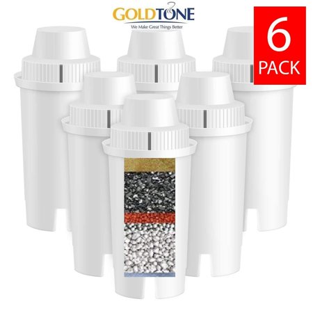 (6) GoldTone 7 Stage Alkaline Water Filter Replacement Fits ALL Warmery, Wellblue & Brita Water Pitchers. Replaces Your Brita Alkaline Water Filter