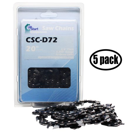 5-Pack 20  Full Chisel Saw Chain for Dolmar PS-5105 Chainsaws - (20 Inch  3/8  Pitch  0.050  Gauge  72 Drive Links  CSC-D72) - UpStart Components