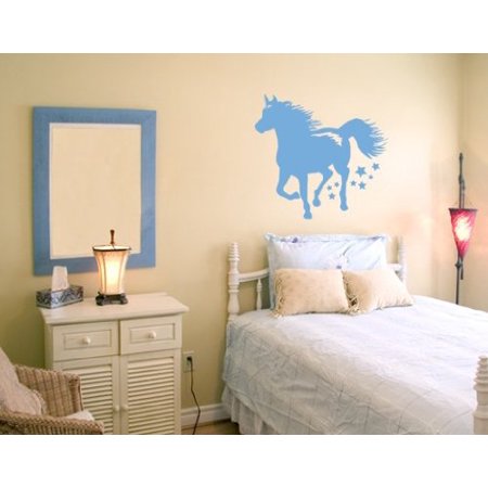 Running Horse Wall Decal - Wall Sticker, Vinyl Wall Art, Home Decor, Wall Mural - 2292 - 39in X 37in, Dark Gray
