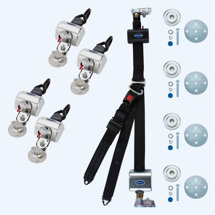 4 QRT Max Retractors Slide  N Click Fittings HR131 Retractable Lap & Shoulder / Retractable L-Track Height Adj & 131º Bracket | Q-8306-SC