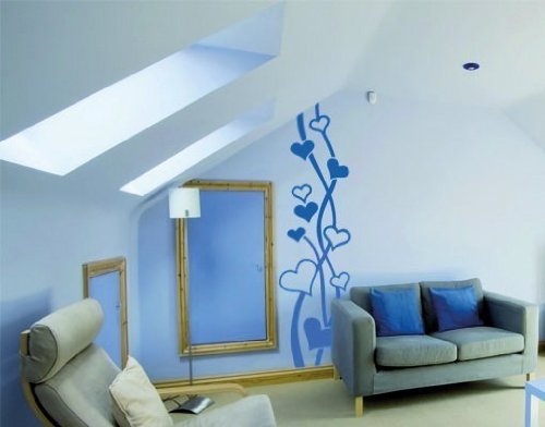 Abstract Heart Branch Wall Decal - Floral Wall Sticker, Vinyl Wall Art, Home Decor, Wall Mural - 2313 - Brown, 6in X 22in