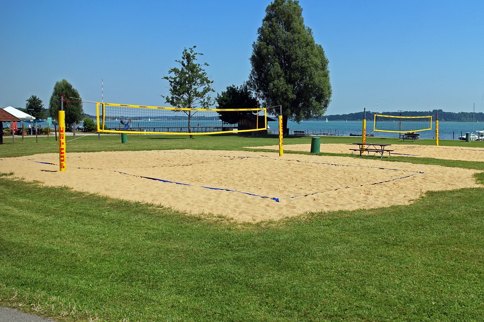 Peel-n-Stick Poster of Volleyball Playing Field Beach Volley Poster 24x16 Adhesive Decal