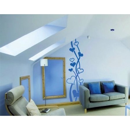 Abstract Heart Branch Wall Decal - Floral Wall Sticker, Vinyl Wall Art, Home Decor, Wall Mural - 2313 - White, 8in X 29in