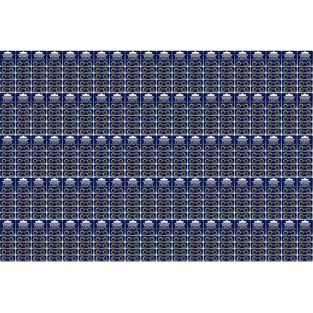 Powertron AG13 LR44 L1154 357 A76 1.5 V Alkaline Button Cell Battery 500 Packs of 10 (5000) Batteries