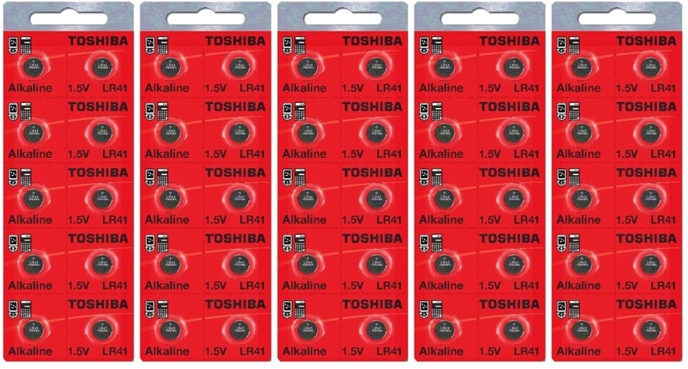 LR41 / AG3 Toshiba 1.5V Alkaline Pack of 50 Button Cell Batteries EXP 2024