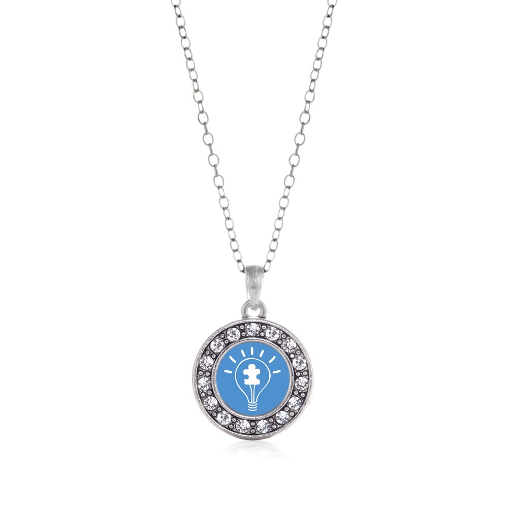 Light Bulb Autism Awareness Circle Charm Necklace