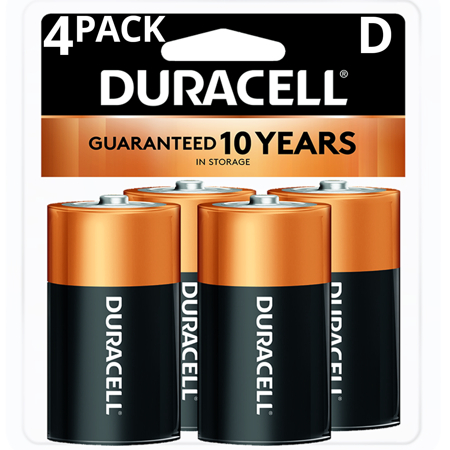 3 Pack Duracell Coppertop D Alkaline Batteries 1.5 Volt, 4 Count Each